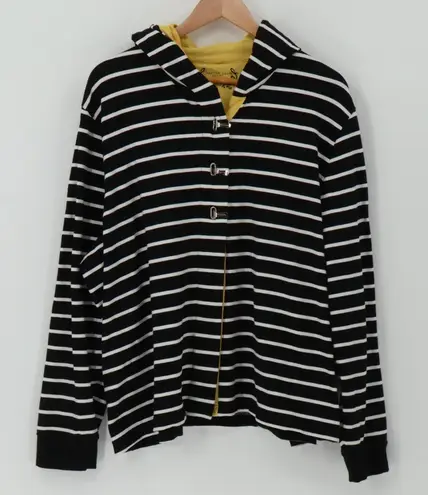 Charter Club Black White Stripe Hooded Toggle Jacket Womens Nautical Fisherman Plus Size 3X
