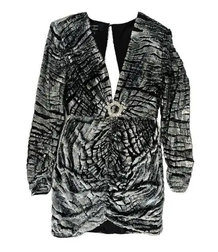 DUNDAS x REVOLVE Stardust Mini Dress in Silver Tiger