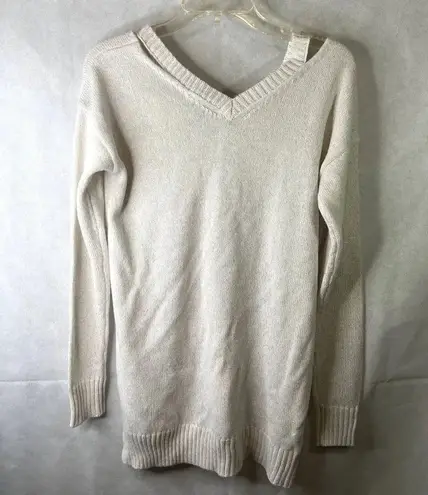 Arizona Jeans Cold Shoulder Destructed Metallic Sweater Size Medium