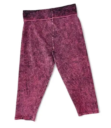 T Party Fashion T Party Pink Black Acid Wash Cropped Loungewear Workout Leggings