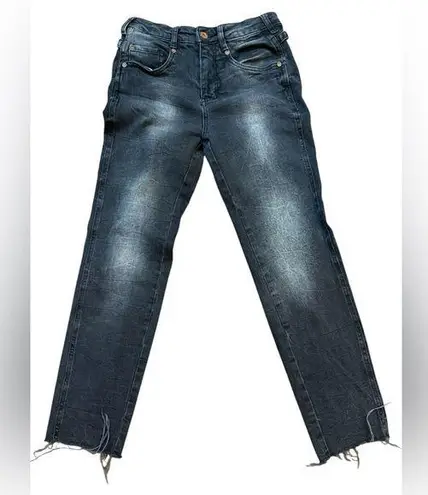 Pilcro and the Letterpress Pilcro Black High-Rise Slim Jeans Raw Hem Size 25