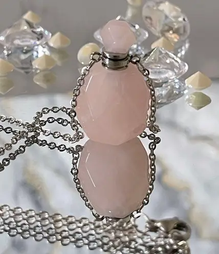 Natural Stone perfume bottle pendant necklace Pink