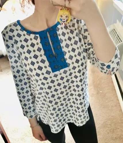 Market & Spruce diamond print keyhole top