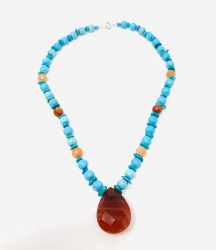 Sterling Silver , carnelian/turquoise/gemstone necklace