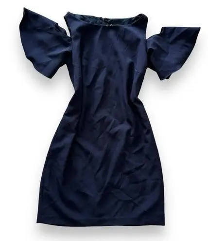 Leslie Fay Navy Cold Shoulder Shift Dress - Size 8