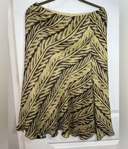 Ralph Lauren Vintage Lauren  Khaki Black Batik Tropical Palm Leaf Print Skirt