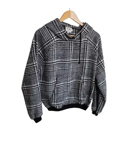 Lili Sidonio Molly Bracken Women's Black & White Plaid Hoodie Dolman Size Small