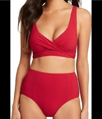 Sea Level Red Essentials Cross Front Multifit Bra Bikini Top Size 4 NWT SL3110P