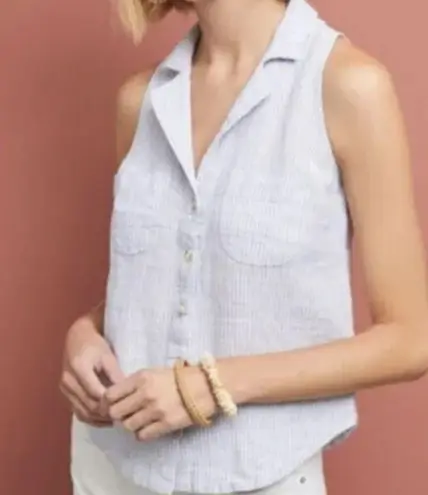 Maeve Anthropologie Pinstriped Sleeveless Top & Black Cap Sleeve Tunic S