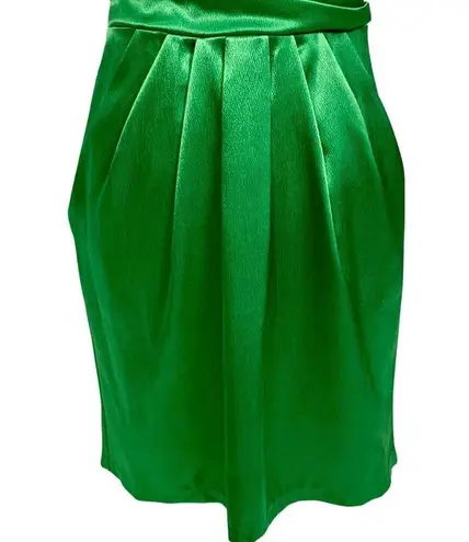Love Reign Strapless Pleated Tie-Back Mini Cocktail Dress 9 Green Charmeuse