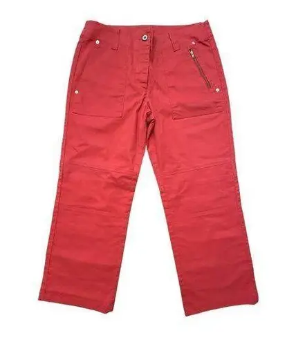 Sundance Wide Leg Pants Size 10 Vintage Brick Red Cropped Button Fly Womens