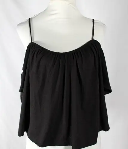 Bongo Vintage Y2K 2010s Black Cold Shoulder Flowy Blouse Size Large Boho Gothic