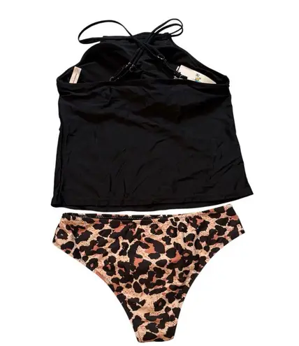 Beachsissi NWT, Criss Cross Back Tummy Control Black Tankini Set