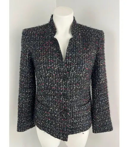 Lafayette 148 Tweed Blazer Size 4 Career Preppy Academia Business Professional 4 Black