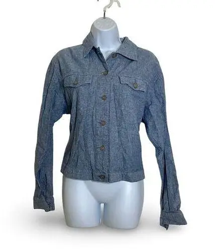 Bill Blass 90s Linen Blend Trucker Jacket