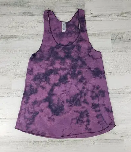 American Apparel NWOT  50/50 Custom Purple Bleach Tie Dye Crinkle Tank Top XS