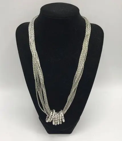 Cookie Lee  Silver CZ Multi Strand Necklace