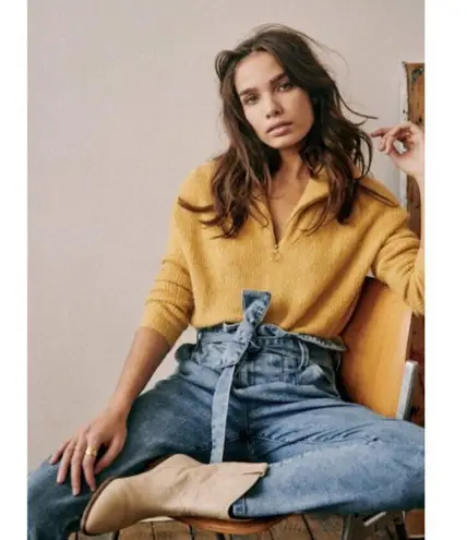 Sézane 💕SEZANE💕 Austin Belted Paperbag Denim Trousers ~ Bleached Blue FR 36 NWOT