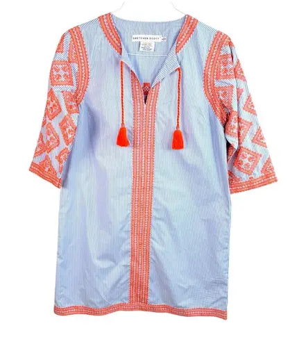 Gretchen Scott Designs Blue Striped Odessa Embroidered Tunic Dress With … Size L