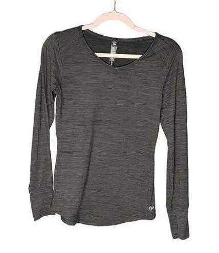 N.Y.L. Athletic Long Sleeve Workout Top Grey Thumb Hole Quality Fabric Comfort Gray