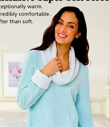 Pajamagram Teal Cowl Neck Fleece Sleep Shirt Top Size M