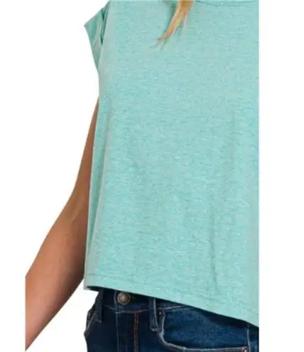 Zenana Outfitters Rolled Sleeve Crop T-Shirt