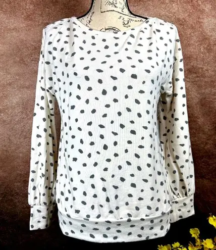 Tart Collections Cybil Cheetah Print Ribbed Sweater Cheetah Dot M White Size M