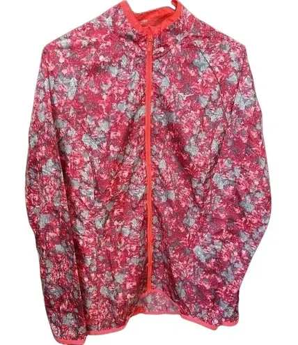 Mizuno Floral Print Lightweight Full Zip Running Jacket Women's Large-Fit Medium