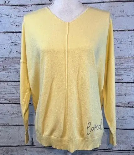 Zenana Outfitters "Loved" V Neck Sweater with Seams Yellow-Large