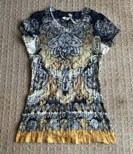 Seven 7 T-Shirt Tee Womens Small S Floral Y2K 90s Boho Goth Whimsical Fairy