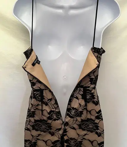 Onyx Nite Lace Overlay Dress Sz 4 Black Nude Lined Babydoll Bling Whimsigoth Y2K