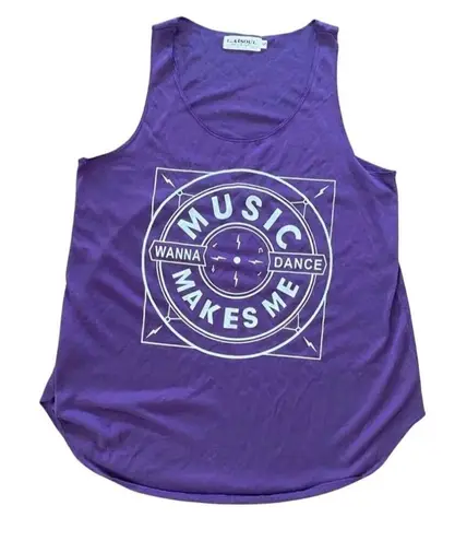Queer Eye Women's Purple Graphic Tank Top "Music Makes Me Wanna Dance" S