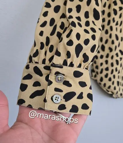 UNTUCKit Dorie Button Down Cheetah Print Shirt Black Size 8