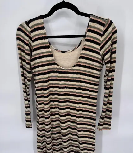 Dolan Left Coast Collection Bodycon Dress Womens Small Petite Cream Stripe Rayon Black Size undefined