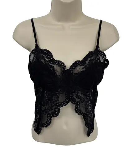 Gothic Butterfly Bralette Womens Large Black Whimsigoth Witchy Lace Side Boning