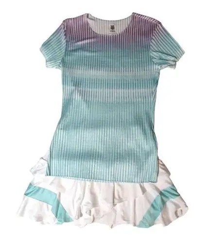 K Swiss Tennis & Pickleball Set Pleated Crew Top & Flounce Skirt Ombre Coastal S Purple