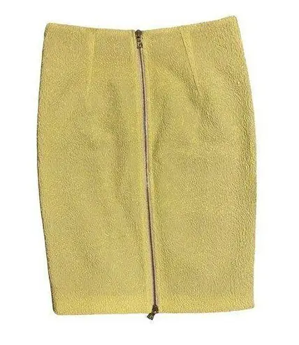 $590 NWT VTG Yigal Azrouel 0 Scuba Mini Skirt Yellow Jacquard Chartreuse Gray