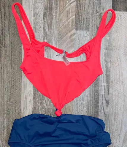 Solid & Striped Bailey Cut Out Red Blue One Piece Swimsuit