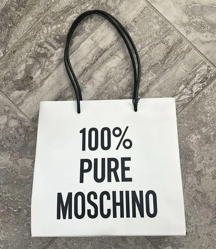 “100% PURE MOSCHINO” White Leather Shoulder Bag, New with Tag
