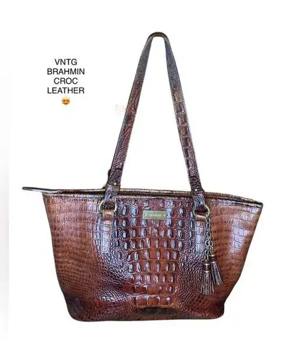 Brahmin VNTG CROC LEATHER SATCHEL TOTE SHOULDERBAG