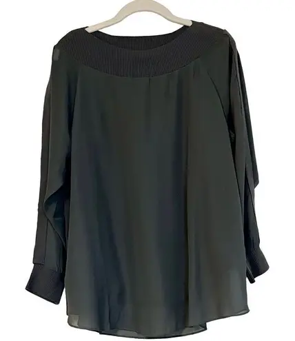 Soft Surroundings NWT Dianthus Chiffon Long Sleeve Tunic Stormy Sky Size Small