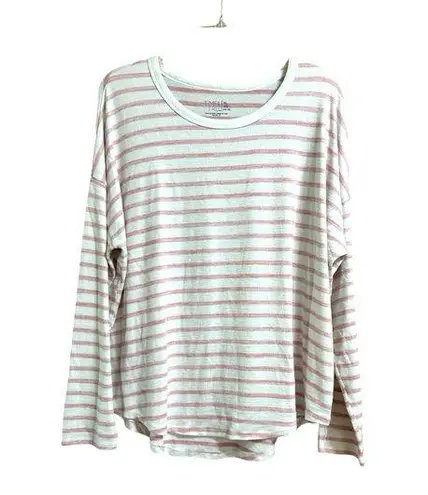 Time & Tru Pink Stripe Long Sleeve Top, XL