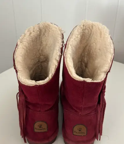 BEARPAW Arya Burgundy Suede Boots Size 7