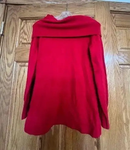French Connection  - Oversized Red Ribbed Cowl Funnel Neck Knit Sweater