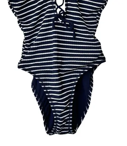 Robin Piccone 4 Sailor Lace UP Front Plunge One-Piece swimsuit