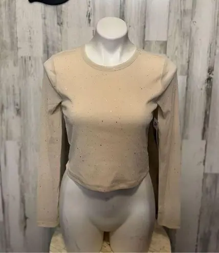 Madden Girl Tan nude sparkly crop top