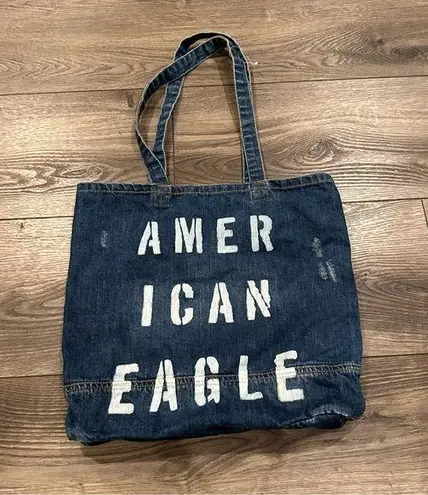 American Eagle  AE Blue Denim Tote Bag School Books Lightweight