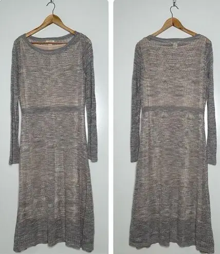 Sundance Silver Grey Long Sleeve Knit Midi Dress Size Large