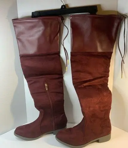 Shoe dazzle over the knee boots in burgundy size 8