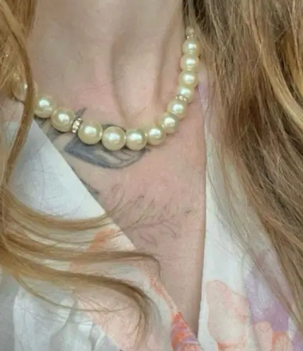 Pearl & Rhinestone Necklace Vintage “Eudora” Elegant Classic Minimal Pearlcore White